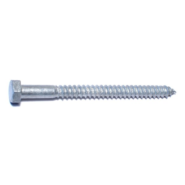 Midwest Fastener Lag Screw, 5/16 in, 4 in, Steel, Hot Dipped Galvanized Hex Hex Drive, 10 PK 35328
